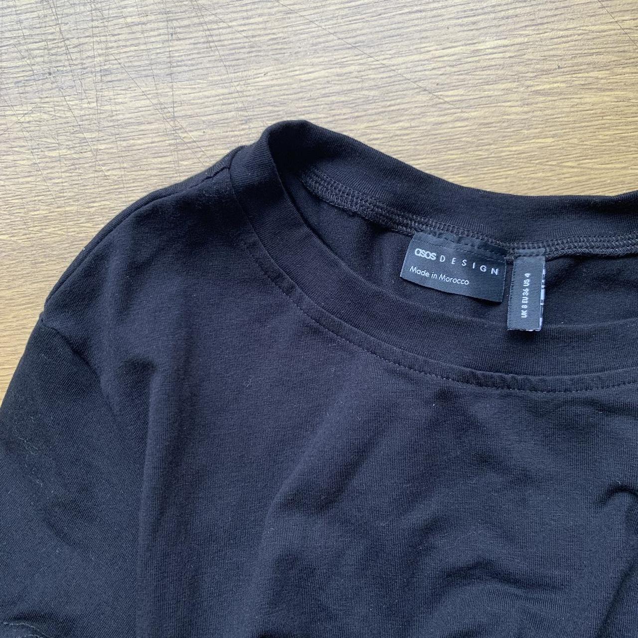 asos design black cotton tshirt with indented sides... - Depop