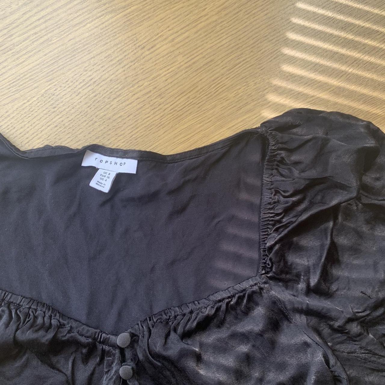 the sweetest topshop black satin prarie top with... - Depop