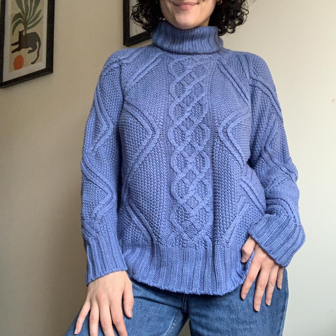 stunning cornflower blue cable knit jumper super. Depop