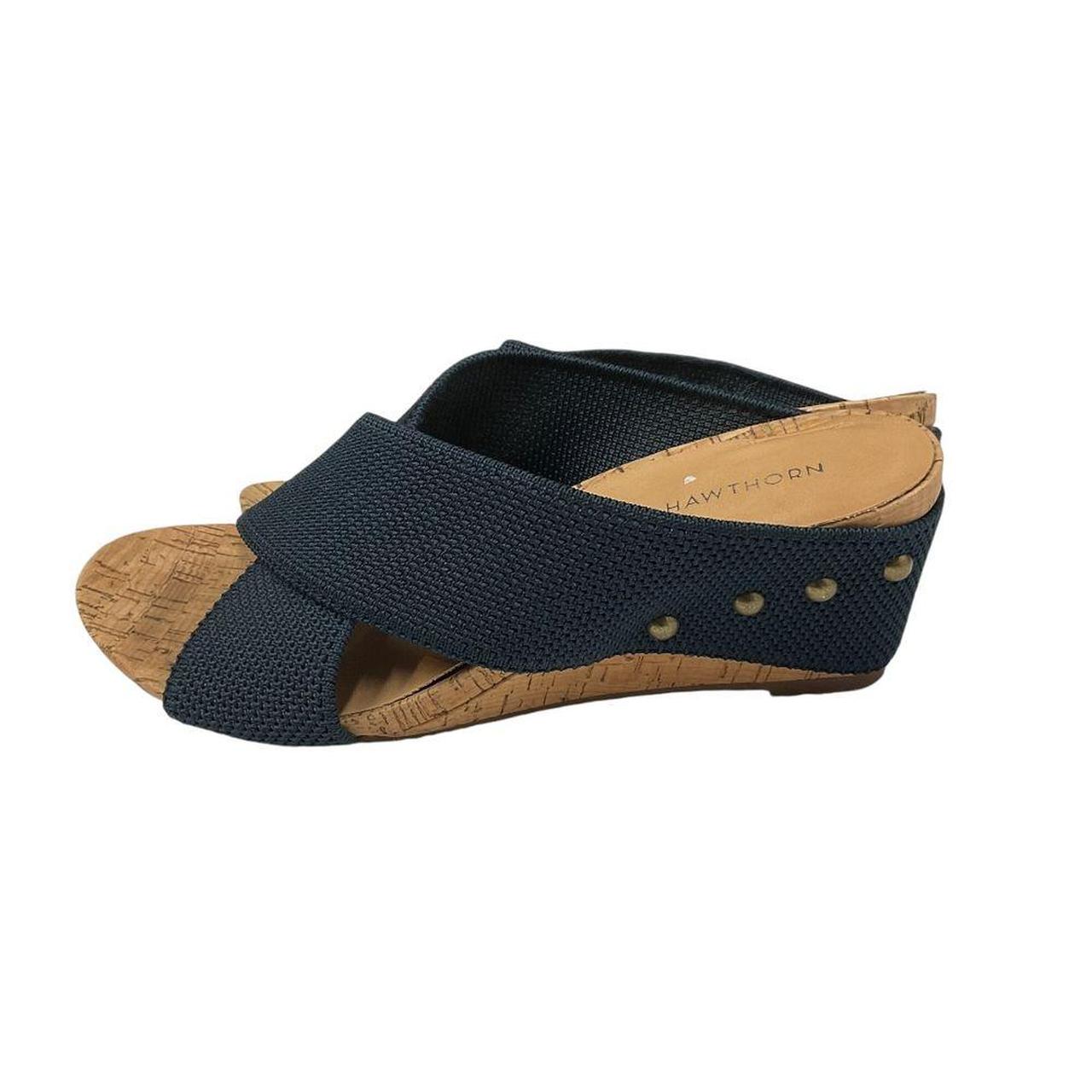 Navy fashion blue cork wedges