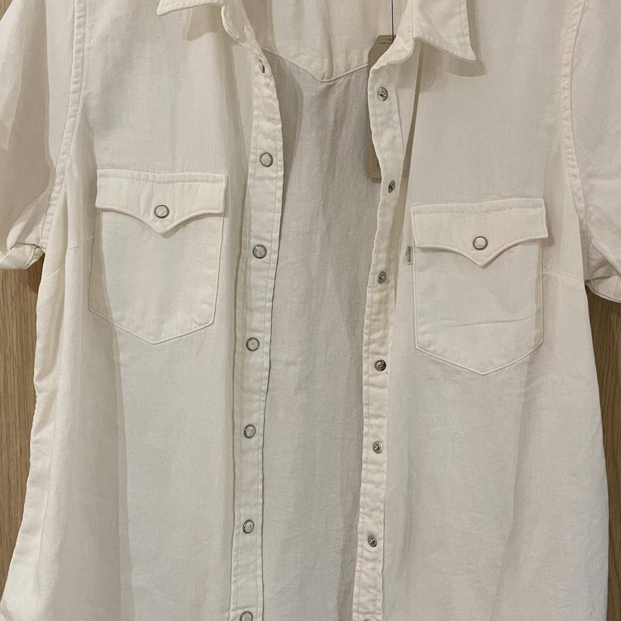 Levi’s white button up denim shirt - women’s Brand... - Depop