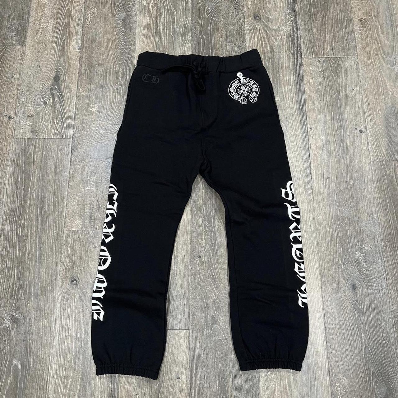 CHROME HEARTS black 4 pocket sweatpants size M in... - Depop