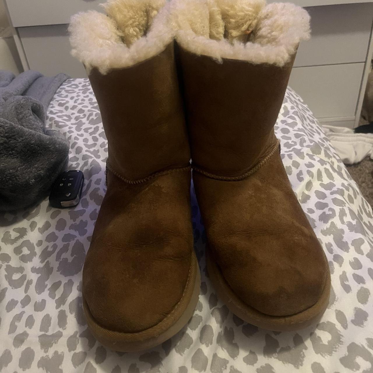 authentic ugg bailey bow boots size 6Y fits women’s... - Depop