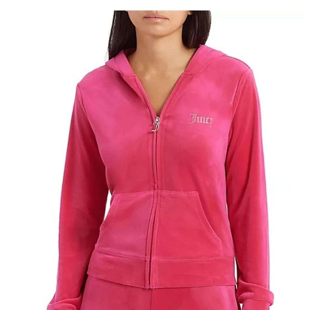 Juicy Couture women’s XXL pink store velour zipper hooded jacket Barbie barbiecore