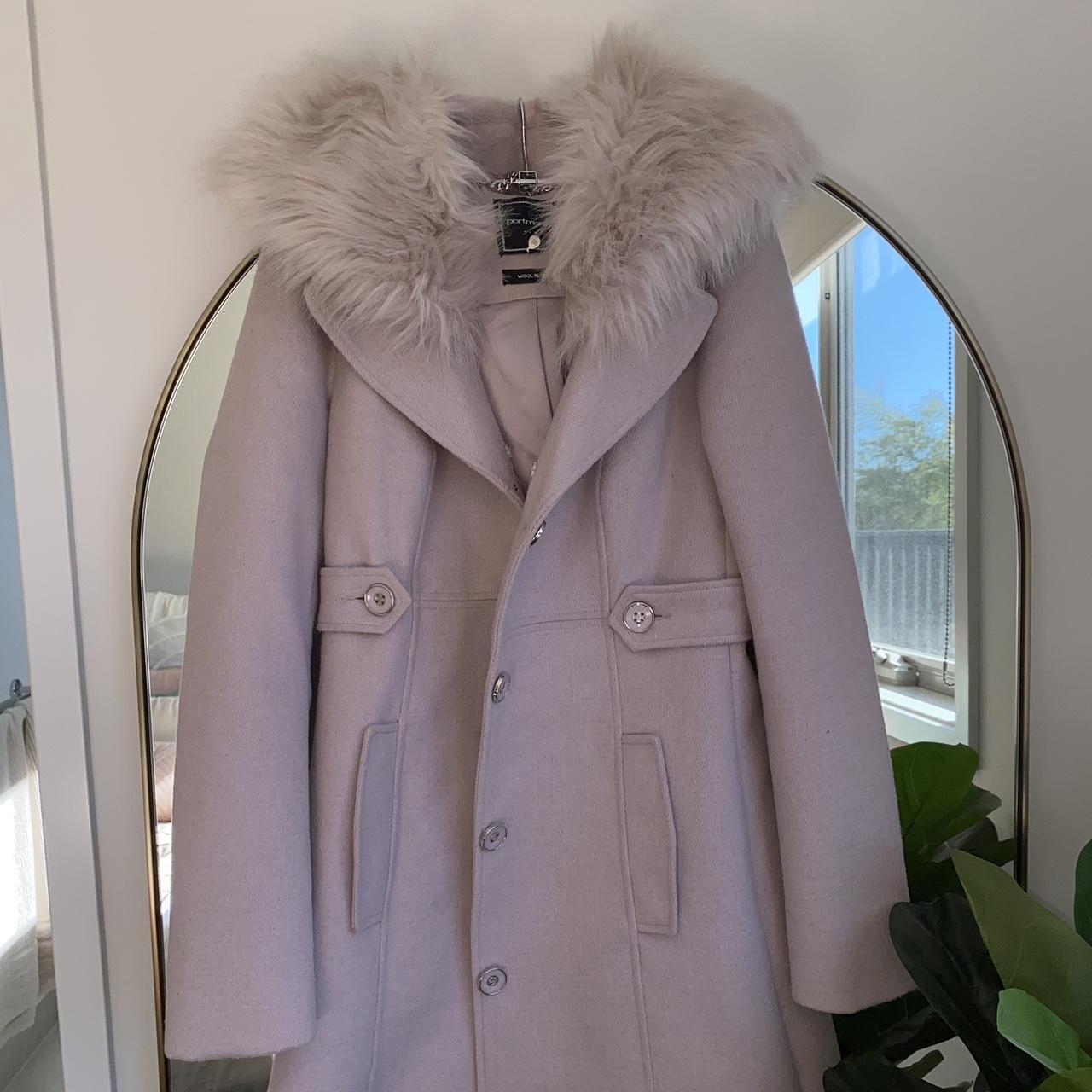 Portmans Coat Blush coloured wool blend coat. Heavy... - Depop
