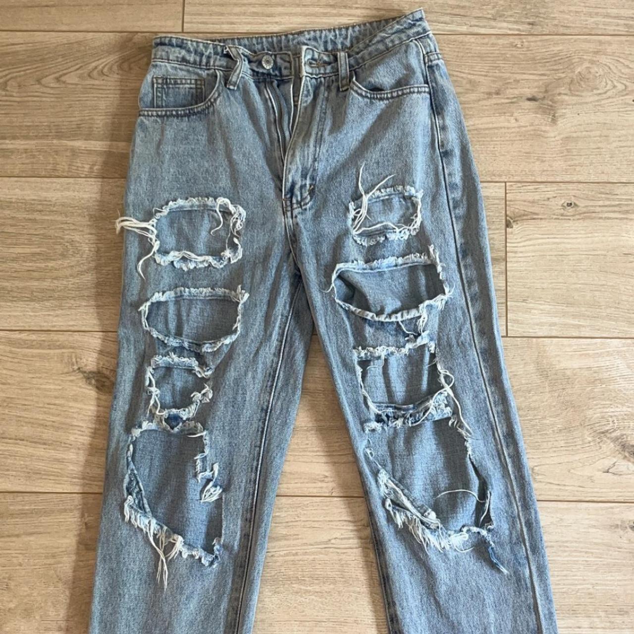 Shein ripped baggy jeans, size UK4 - Depop