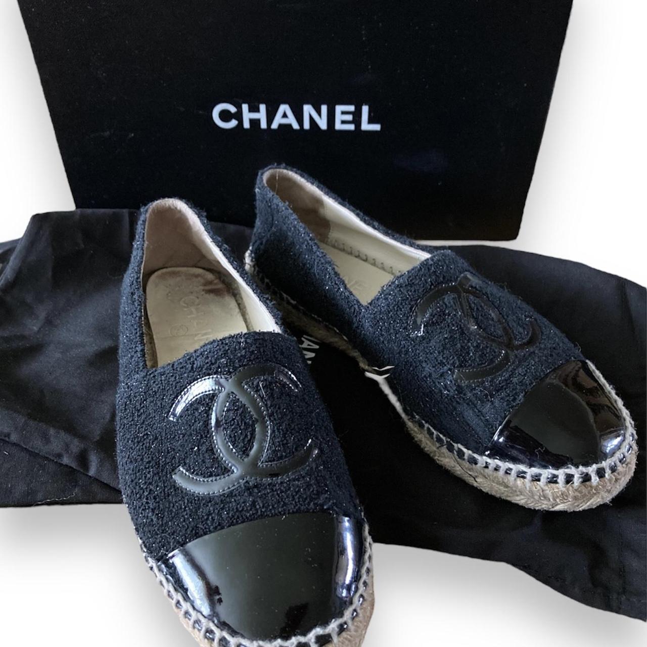 New Chanel Tweed Logo CC Espadrilles Flat Shoes 100% - Depop