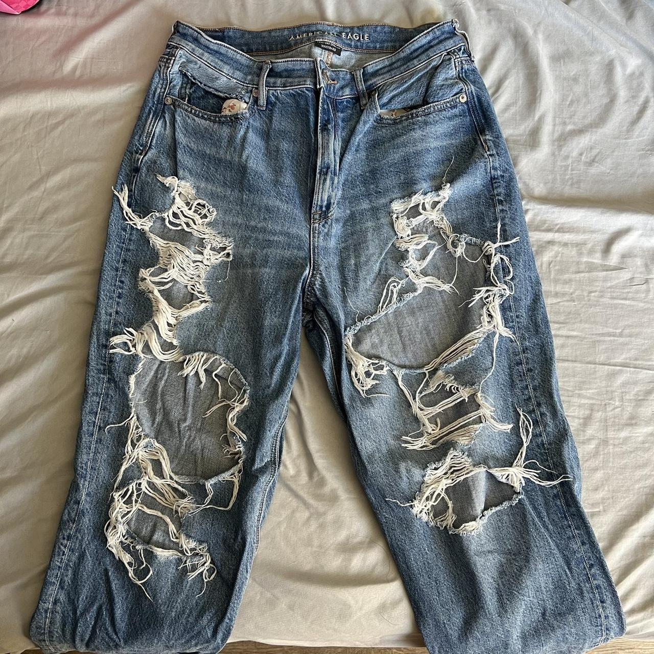 Ripped American Eagle Jeans Size 12 americaneagle... Depop