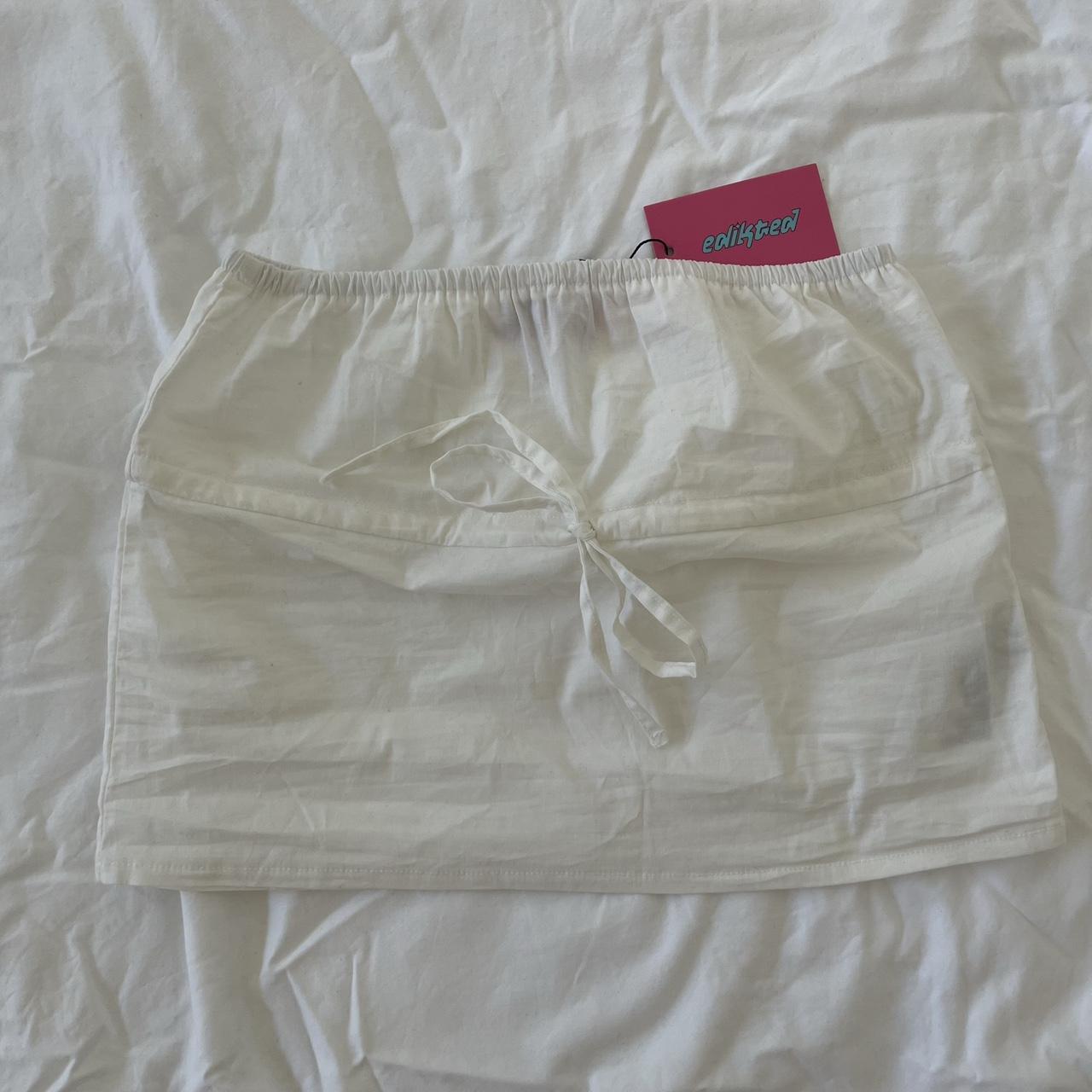 Edikted Y2K white tube top size S NEW WITH TAGS,... - Depop