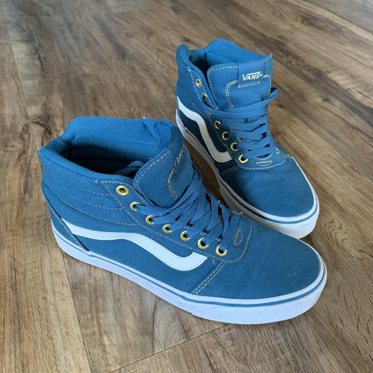 Turquoise high clearance top vans