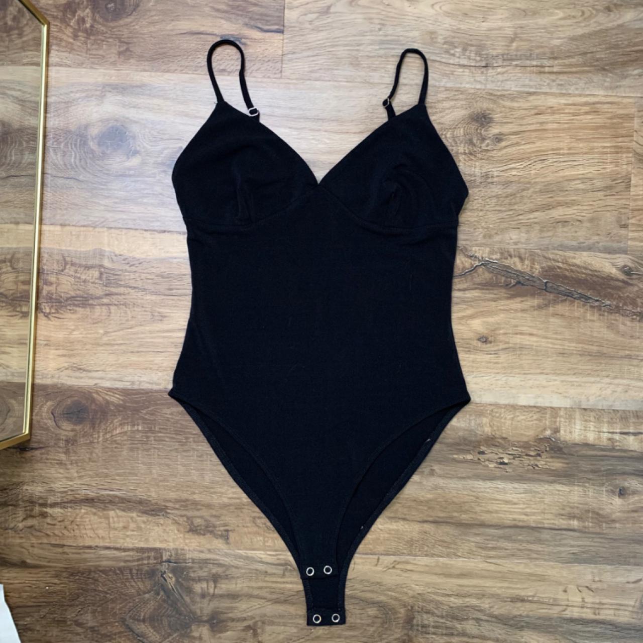 Forever 21 black cami bodysuit with deep Depop