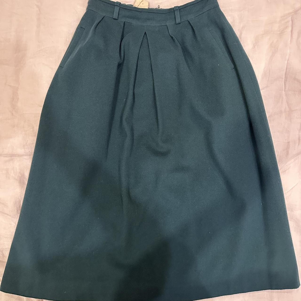 Emerald green wool skirt, made in Ireland. Skirt has... - Depop