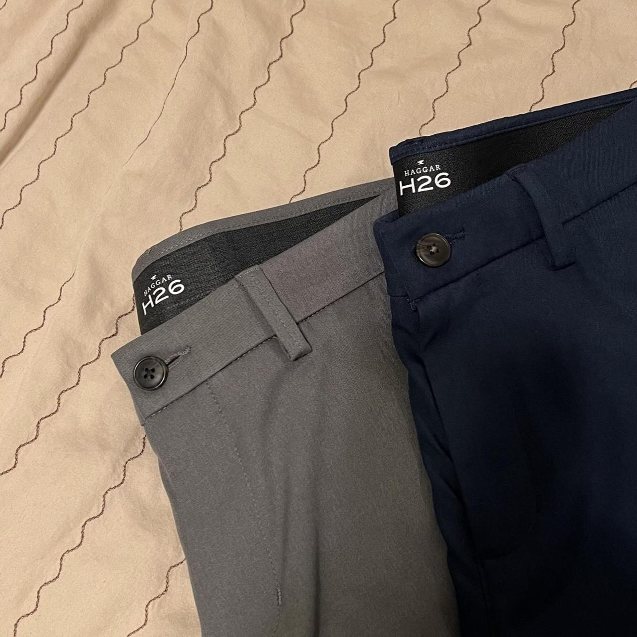 Haggar Men's Grey and Navy Trousers (2)