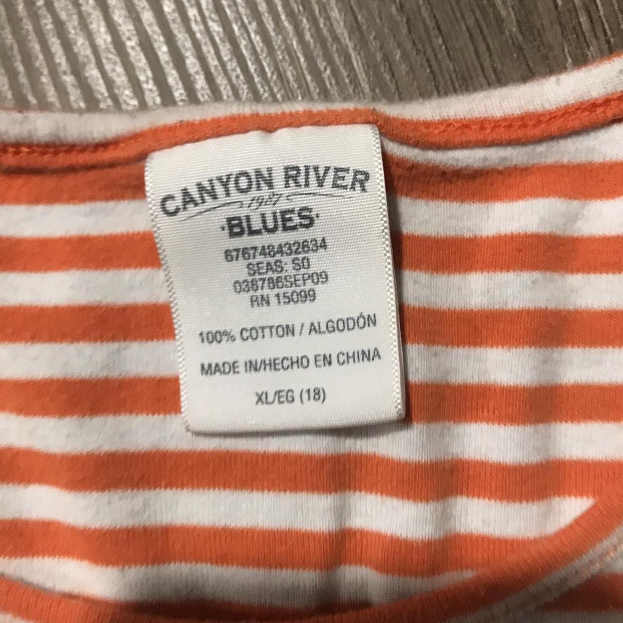 Canyon River Blues Orange and White Shirt | Depop