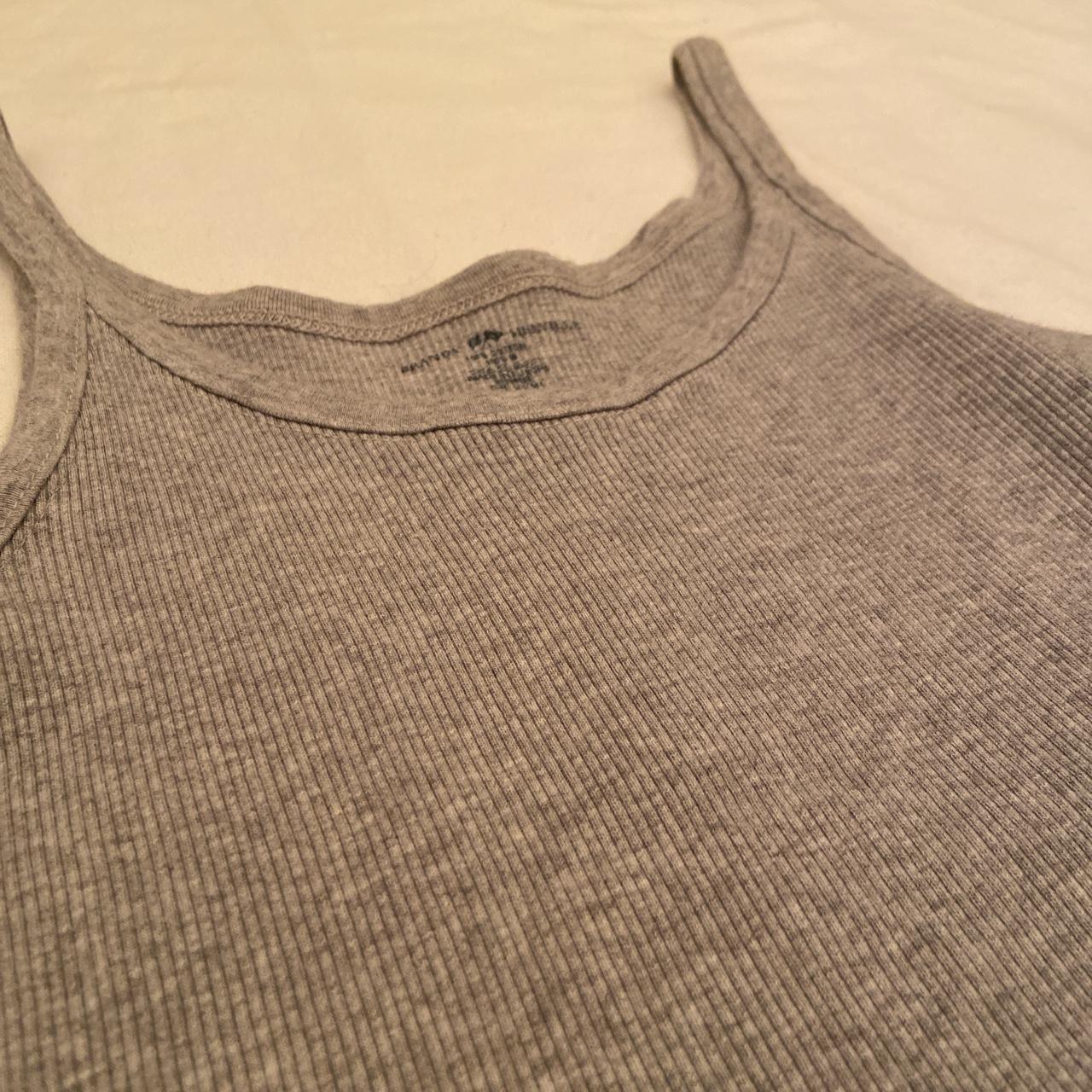 brandy melville women’s heather grey cropped, ripped... - Depop