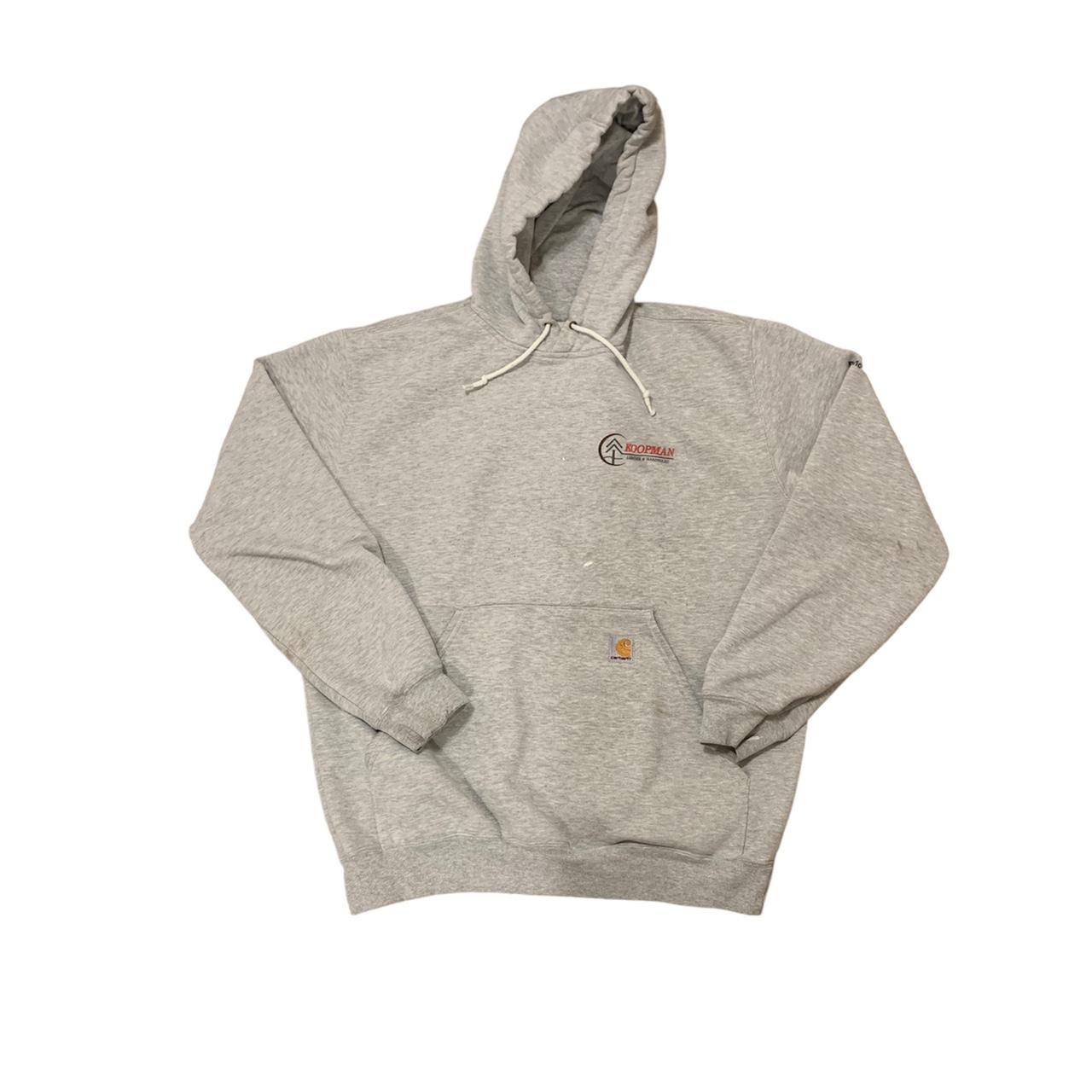 Carhartt Men's Grey and Red Hoodie | Depop