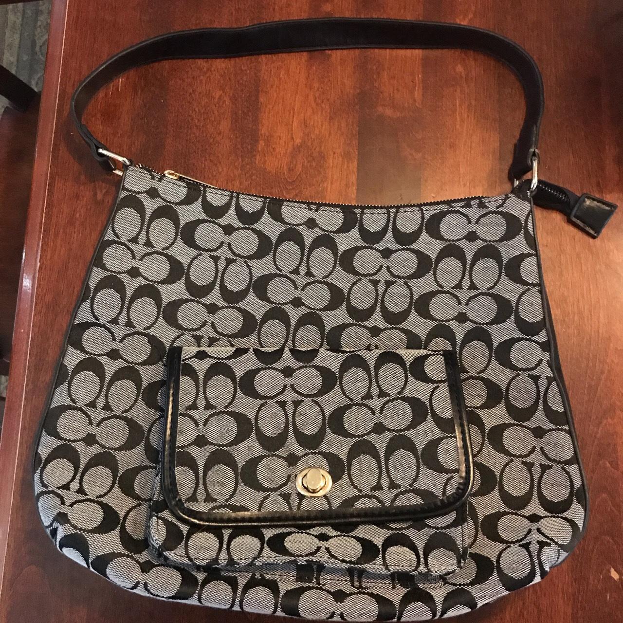 grey and black coach tote bag no... - Depop