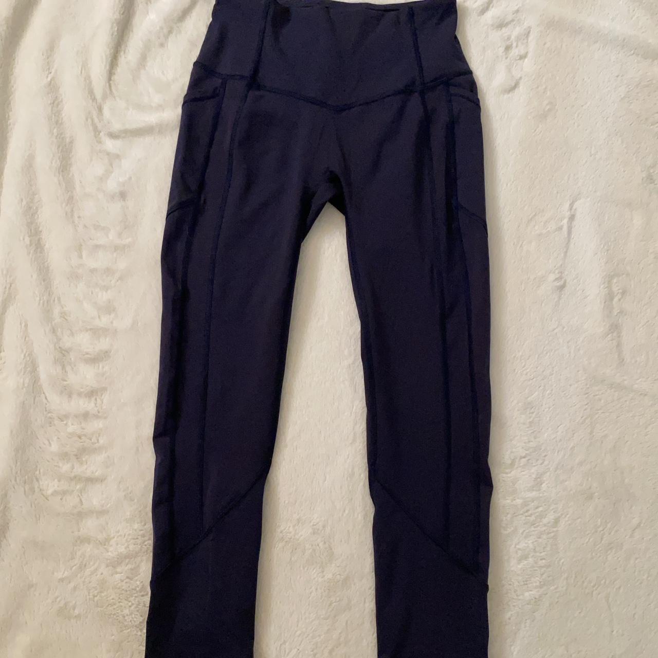 lululemon leggings navy blue with multiple pockets - Depop