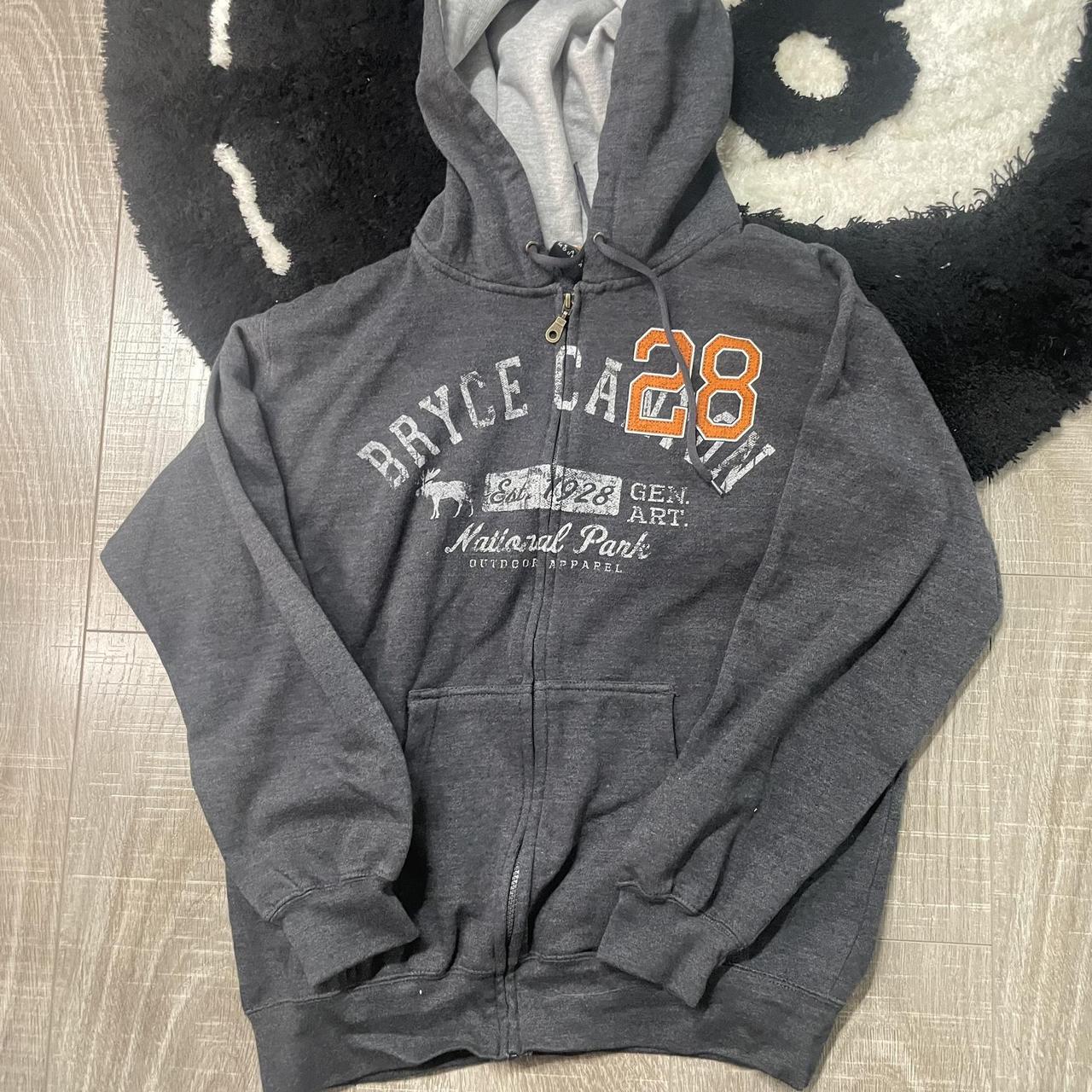 Men's Grey and Orange Hoodie | Depop