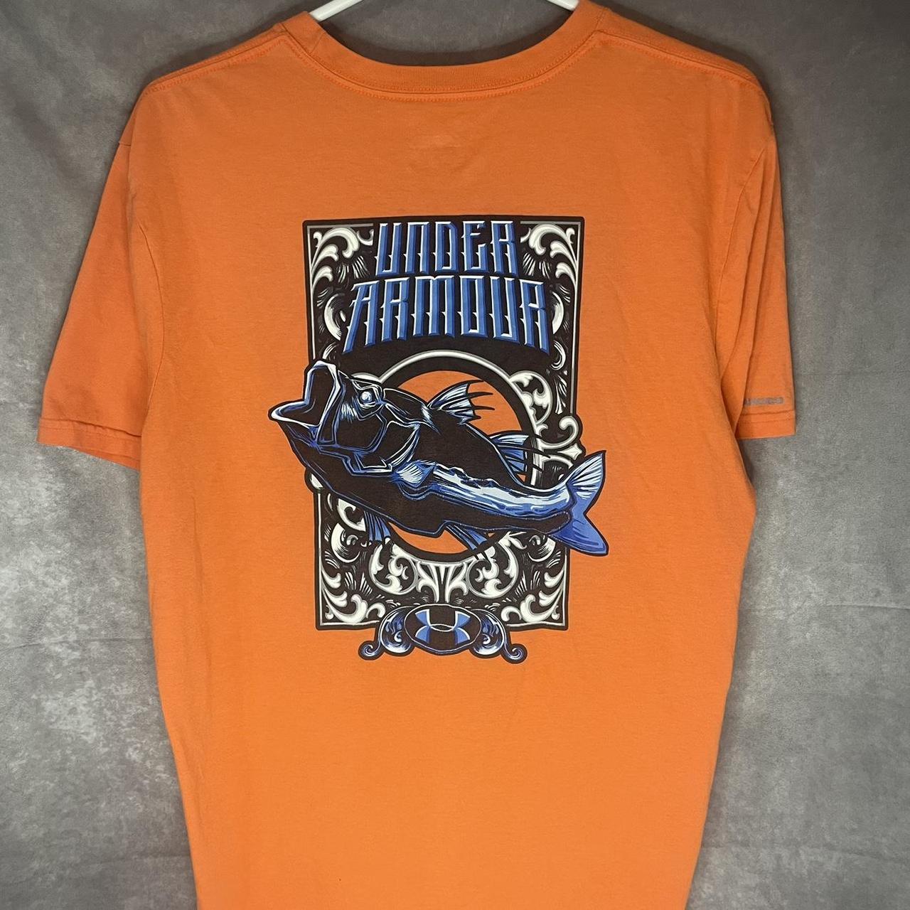 Under Armour Blue Fish t shirt orange Size - Depop