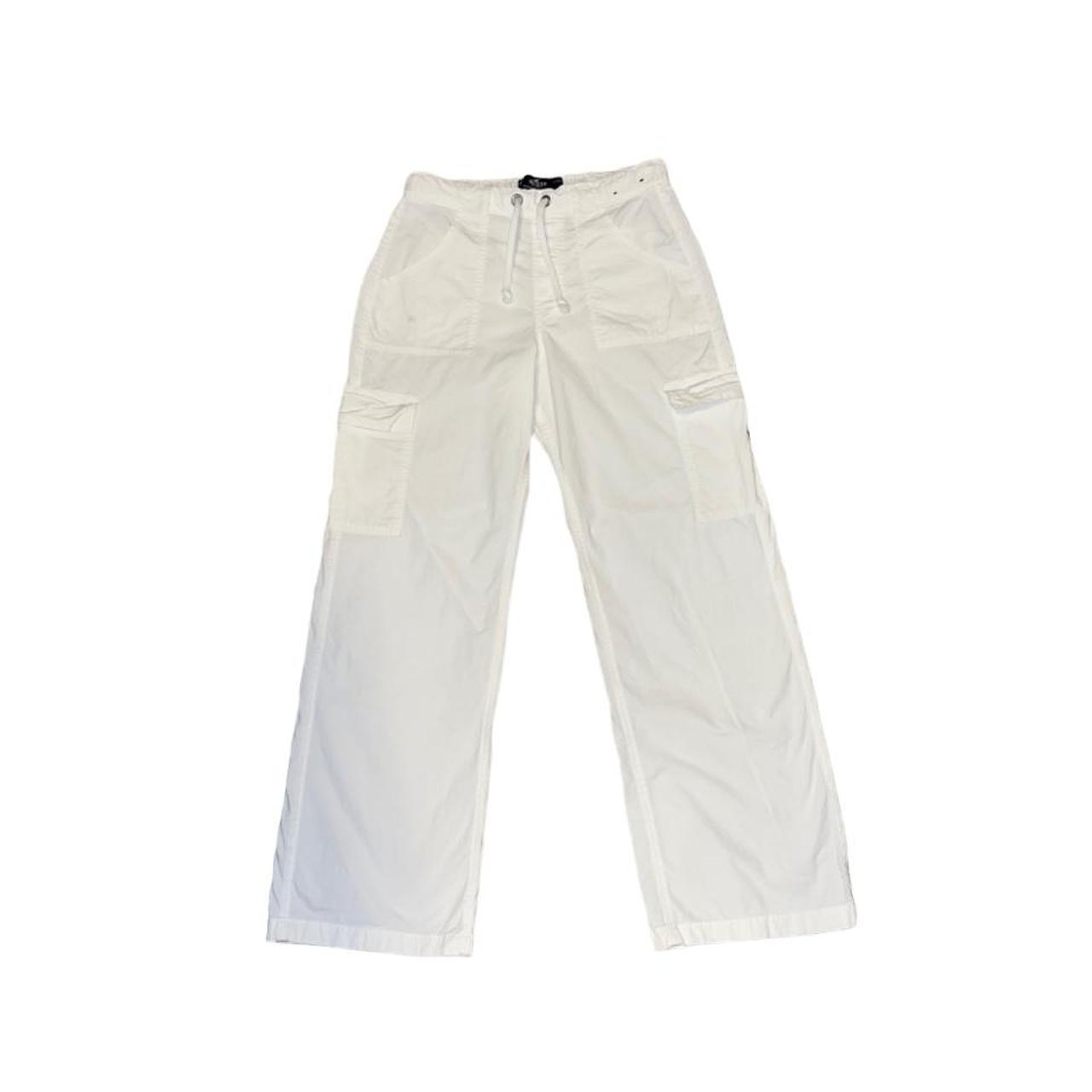 White Hollister Cargo Pants stretchy waistband... Depop