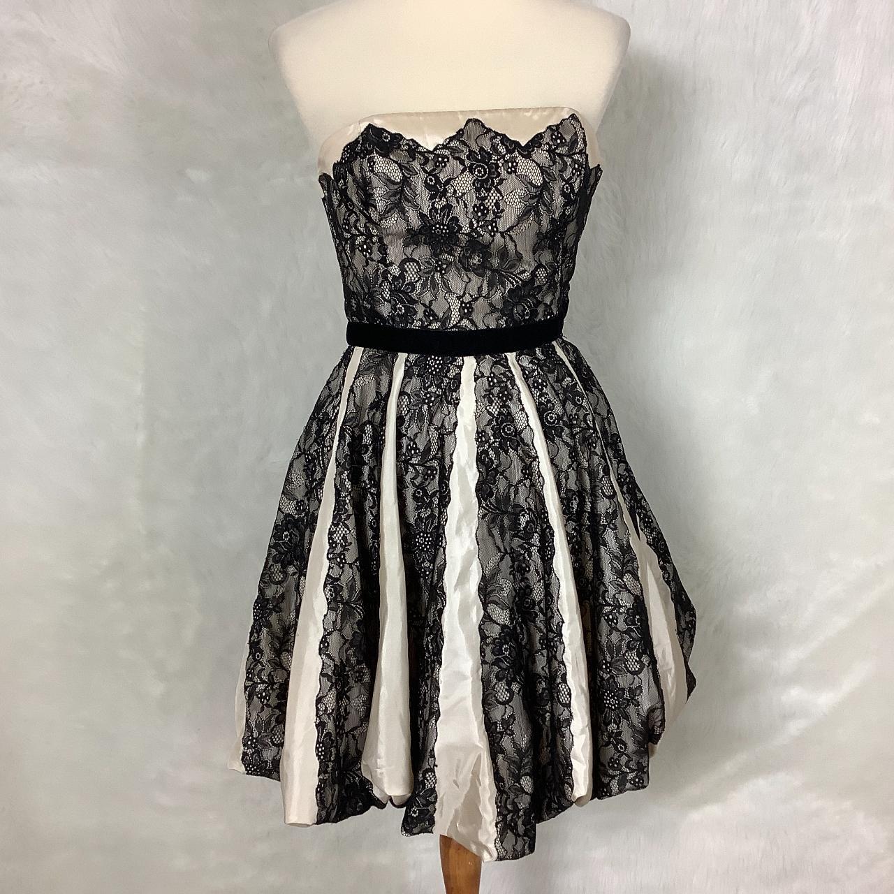 black and cream dress