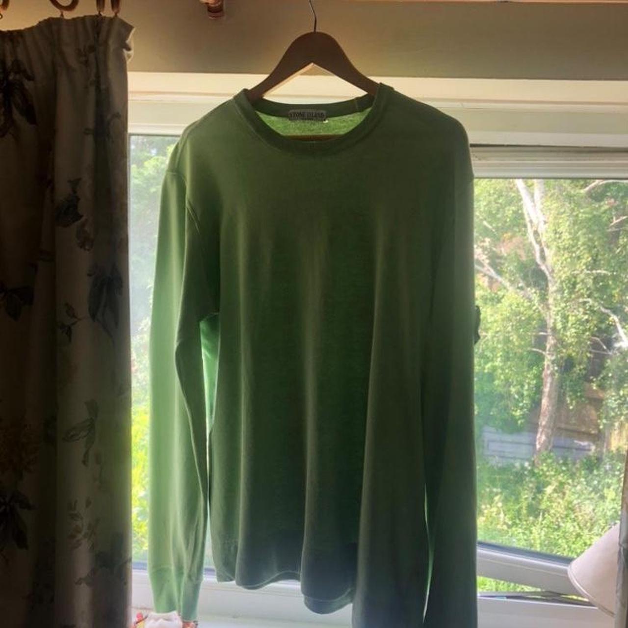 Stone island green jumper. Men’s large green stone... - Depop