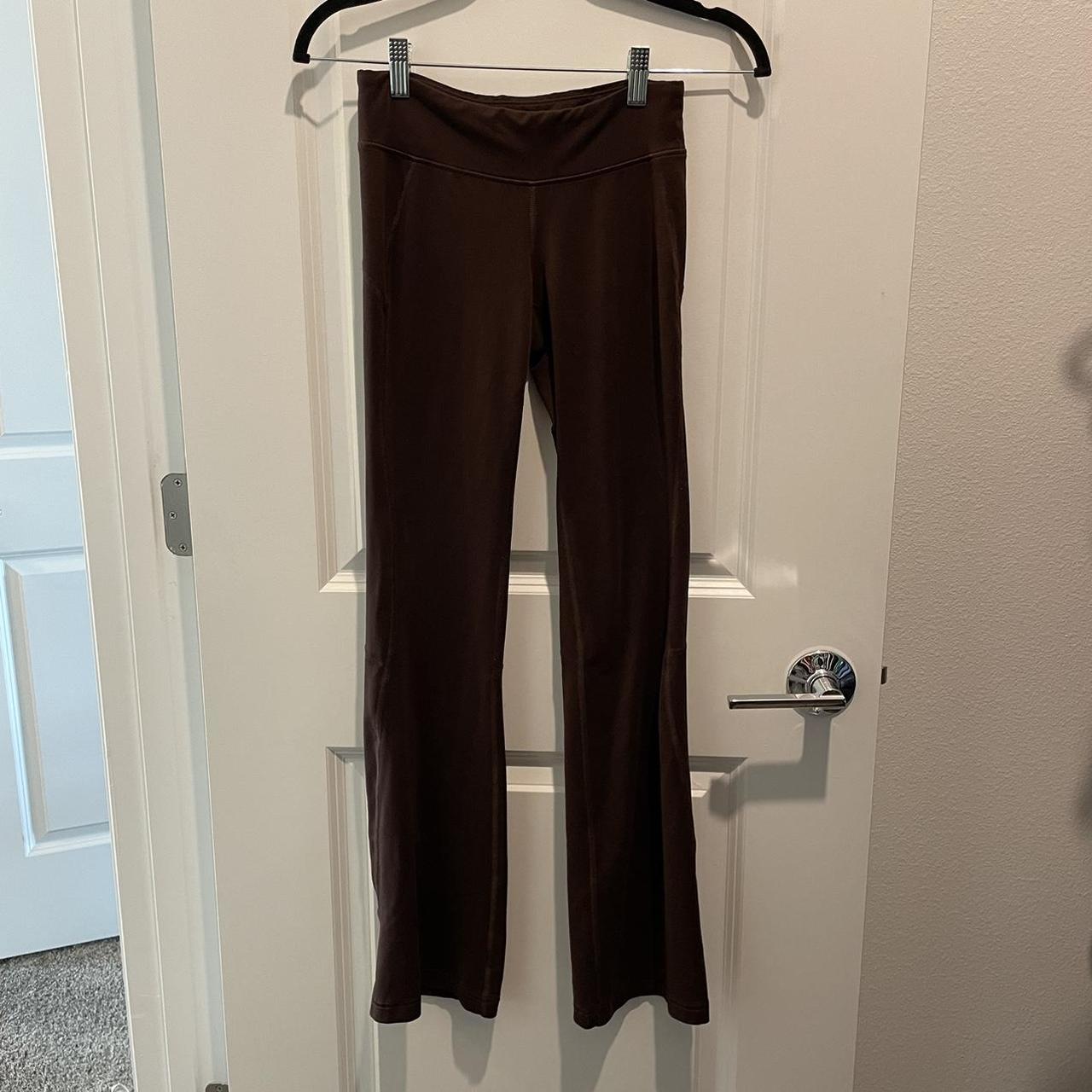 Chocolate brown flare leggings. Great condition just... - Depop