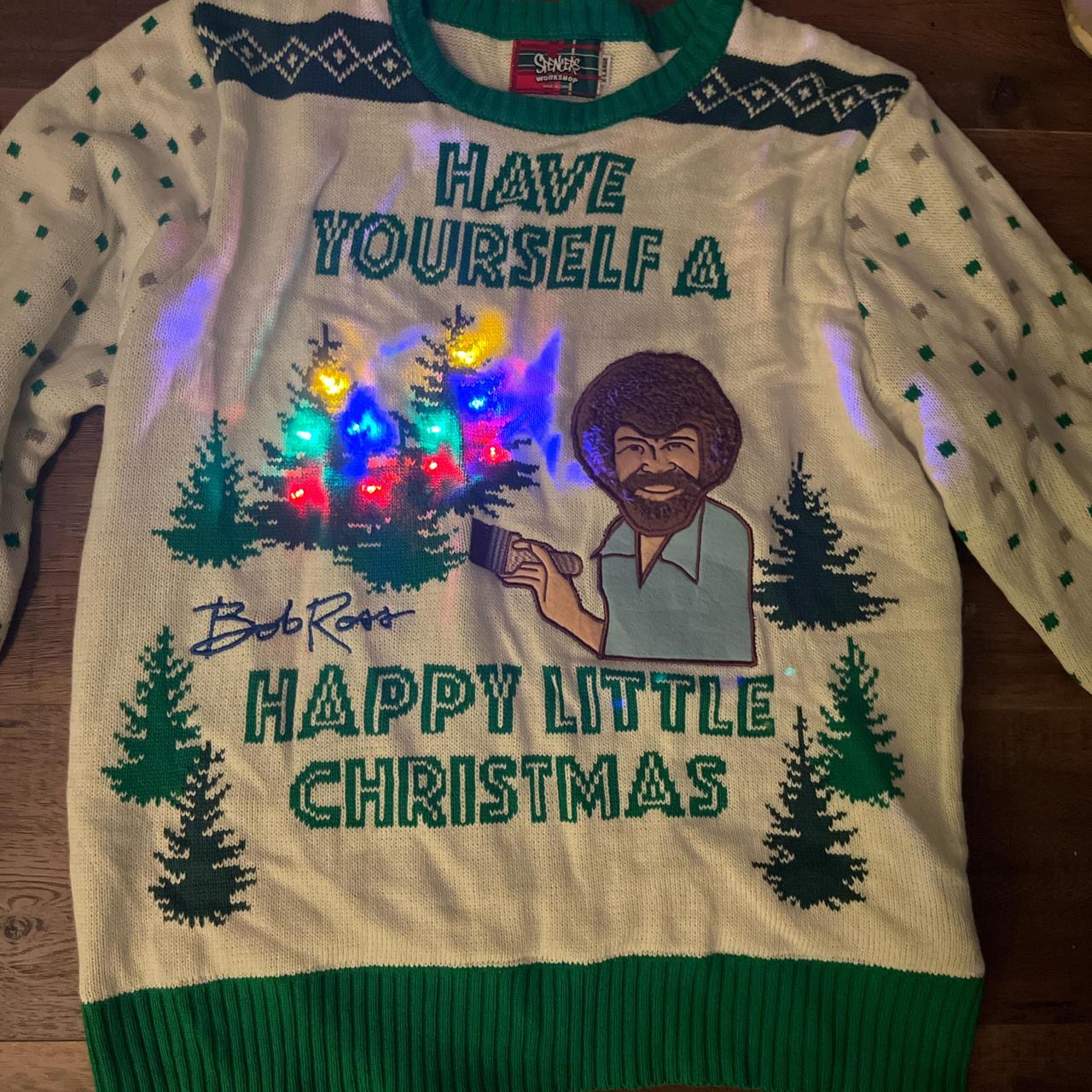 Bob ross light up christmas sweater best sale