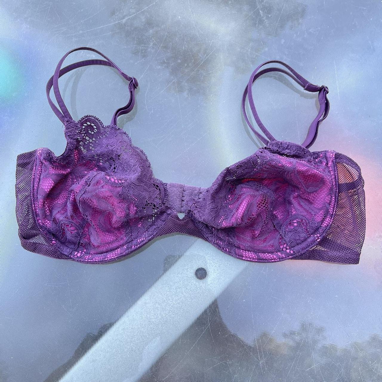 Victoria's Secret purple + pink lace bra💜🩷 💟the - Depop