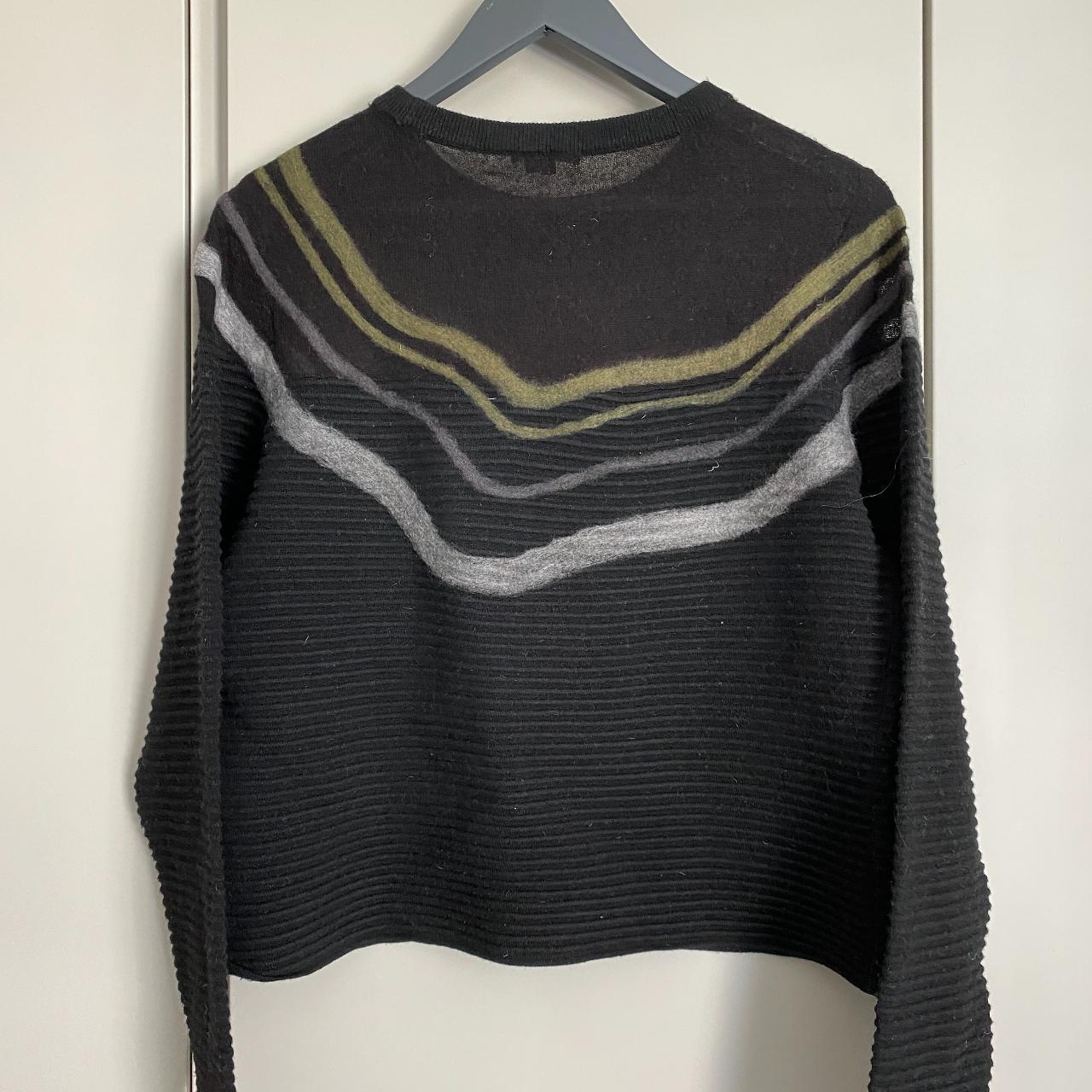 Raoul grey/black Jumper with stripe detail size small - Depop