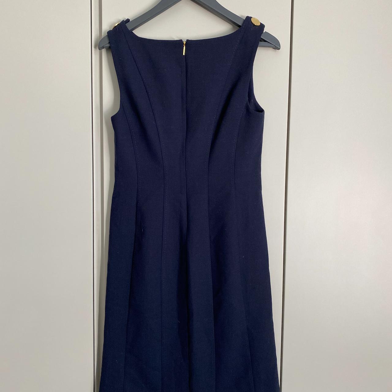 Tori Birch Navy Mini Dress with pleat/rouche detail... - Depop