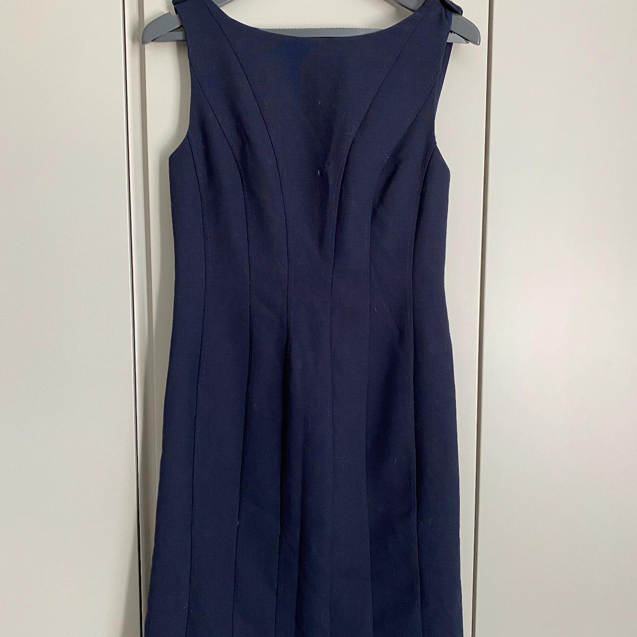 Tori Birch Navy Mini Dress with pleat/rouche detail... - Depop