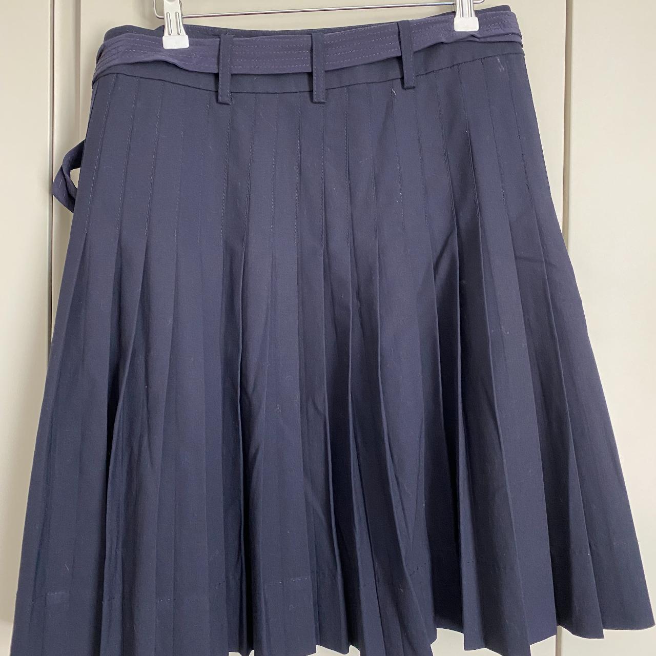 Tori Birch Pleaed Mini skirt in navy with belted... - Depop