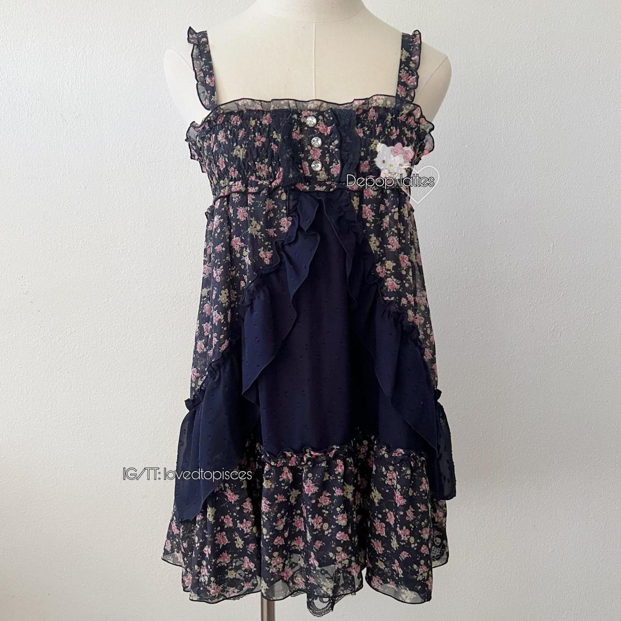 Floral milkmaid babydoll lace ruffle strapless dress... - Depop