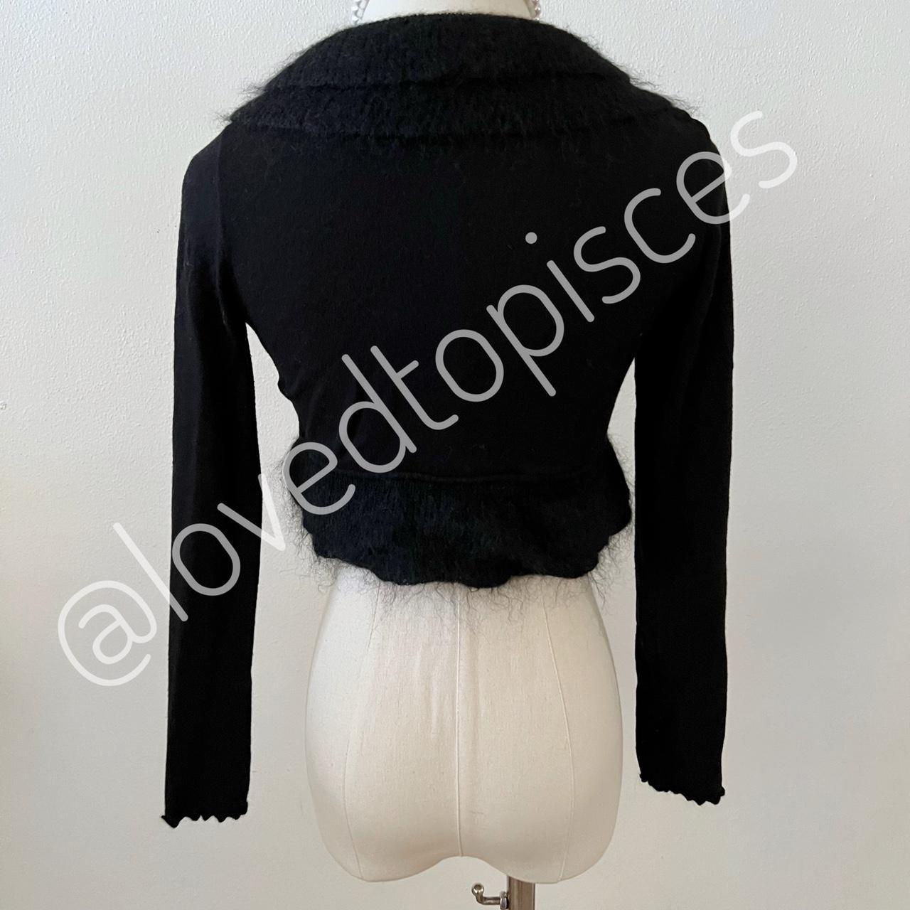 Ruffle fluffy cardigan with ribbon from japan Black... - Depop