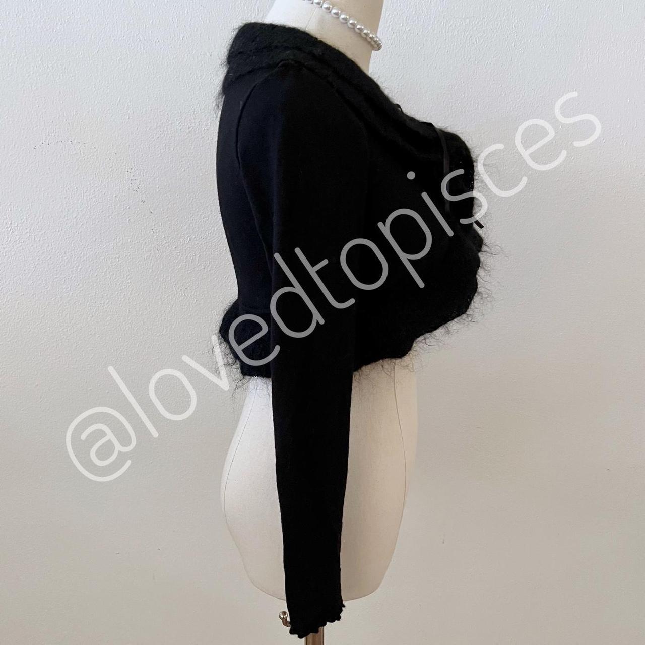 Ruffle fluffy cardigan with ribbon from japan Black... - Depop