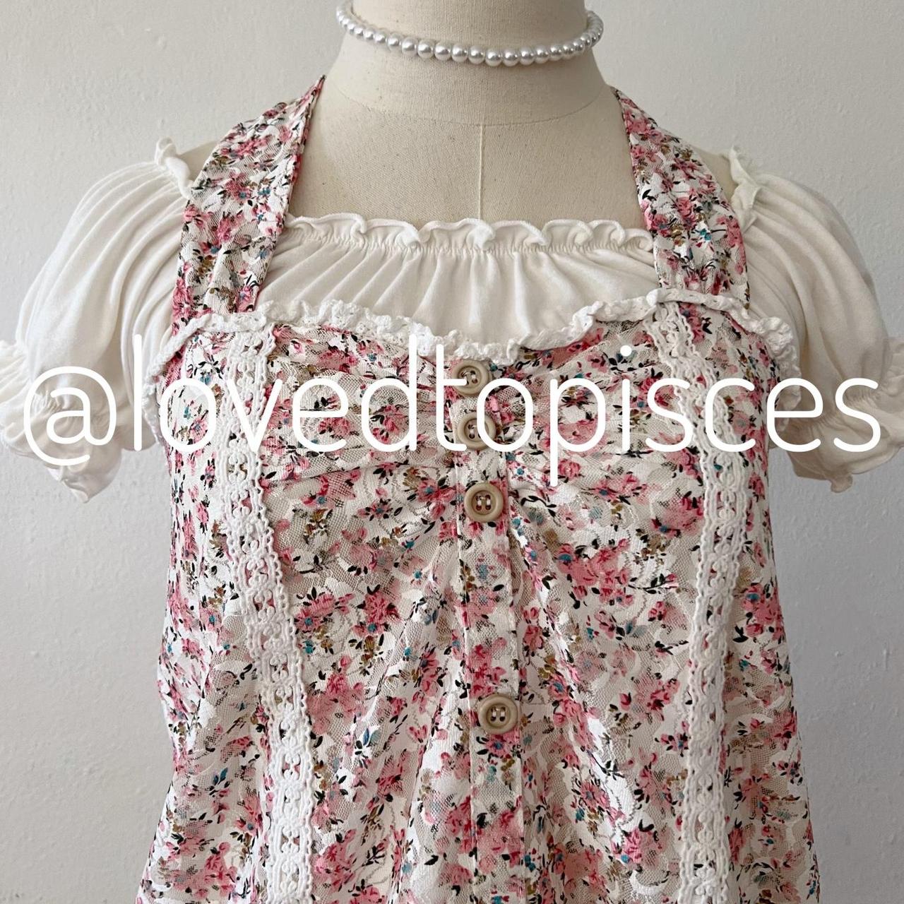 Babydoll ruffle lace vintage inspired puff sleeve... - Depop