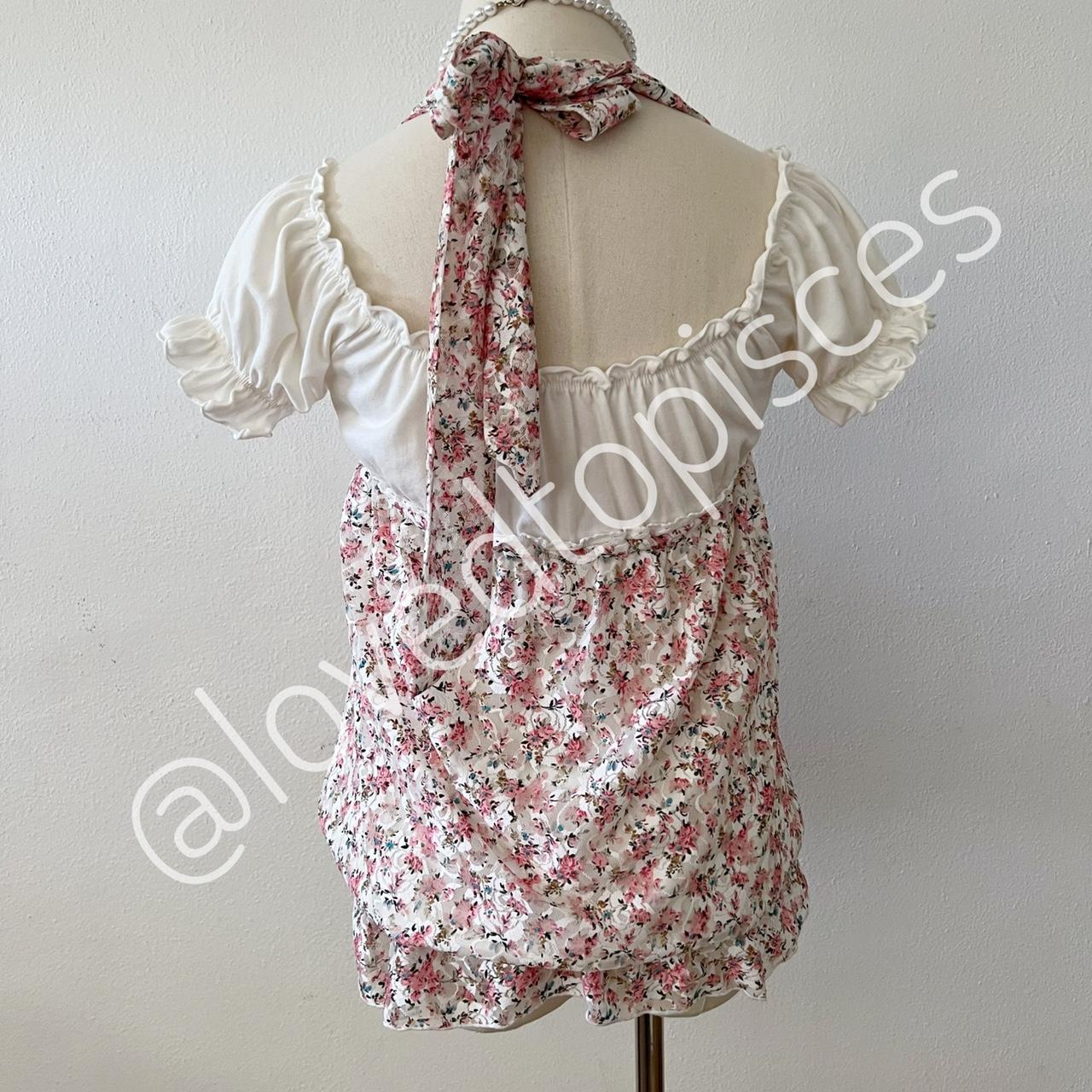 Babydoll ruffle lace vintage inspired puff sleeve... - Depop