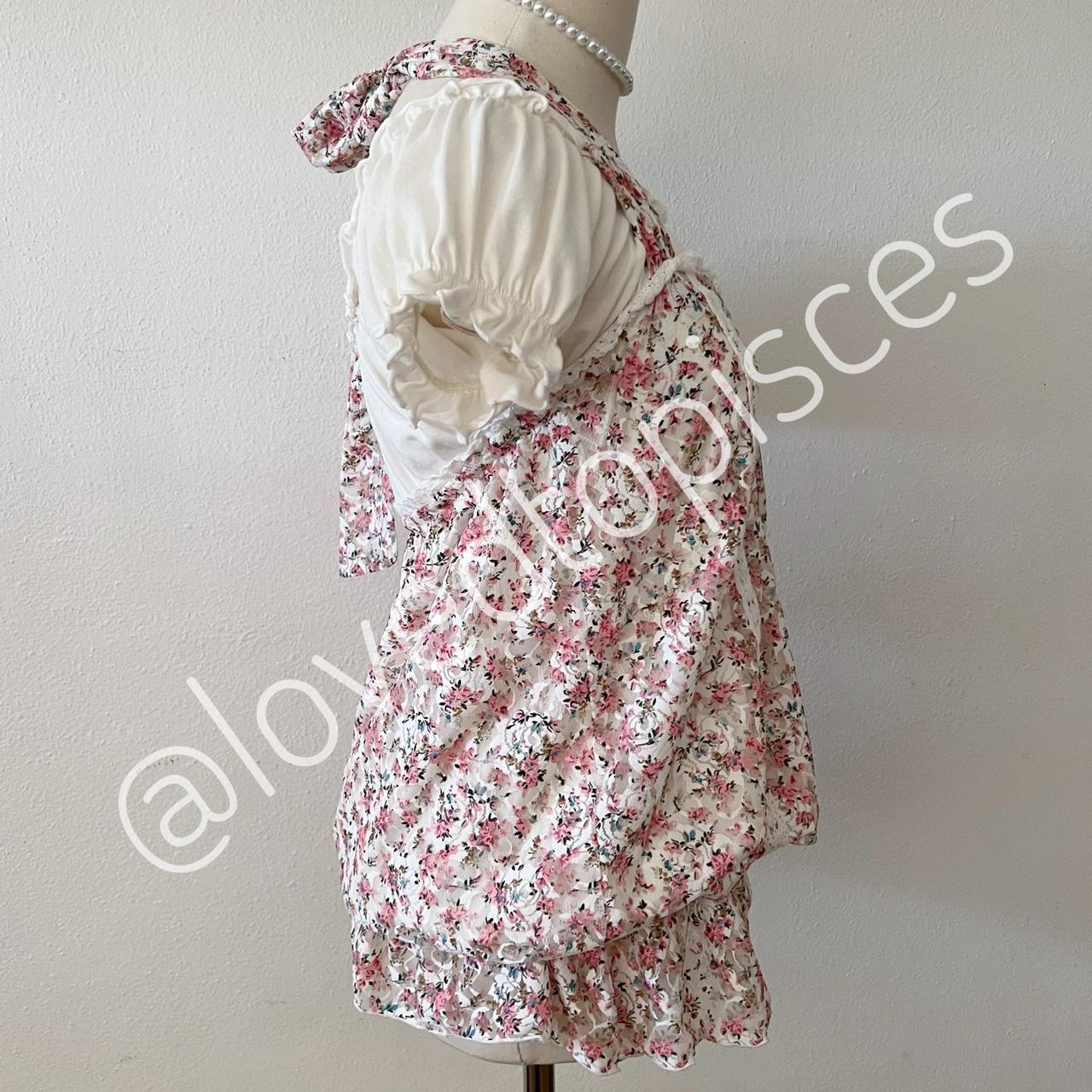 Babydoll ruffle lace vintage inspired puff sleeve... - Depop
