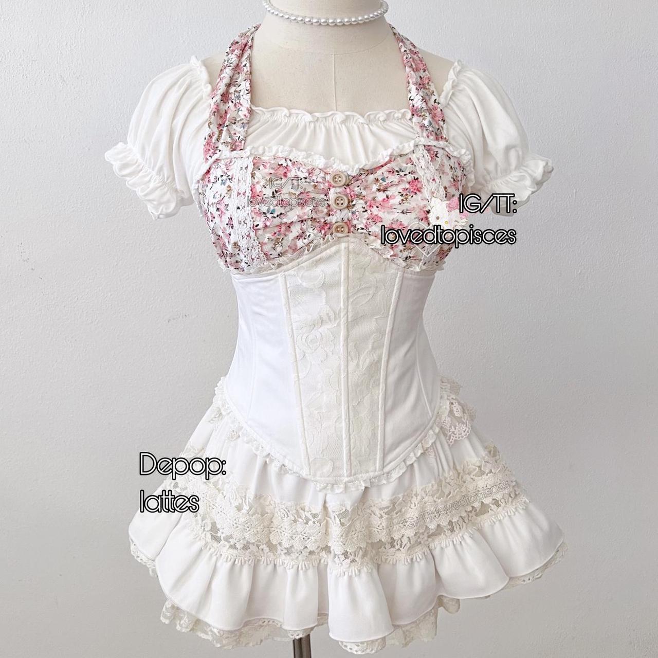 Babydoll ruffle lace vintage inspired puff sleeve... - Depop
