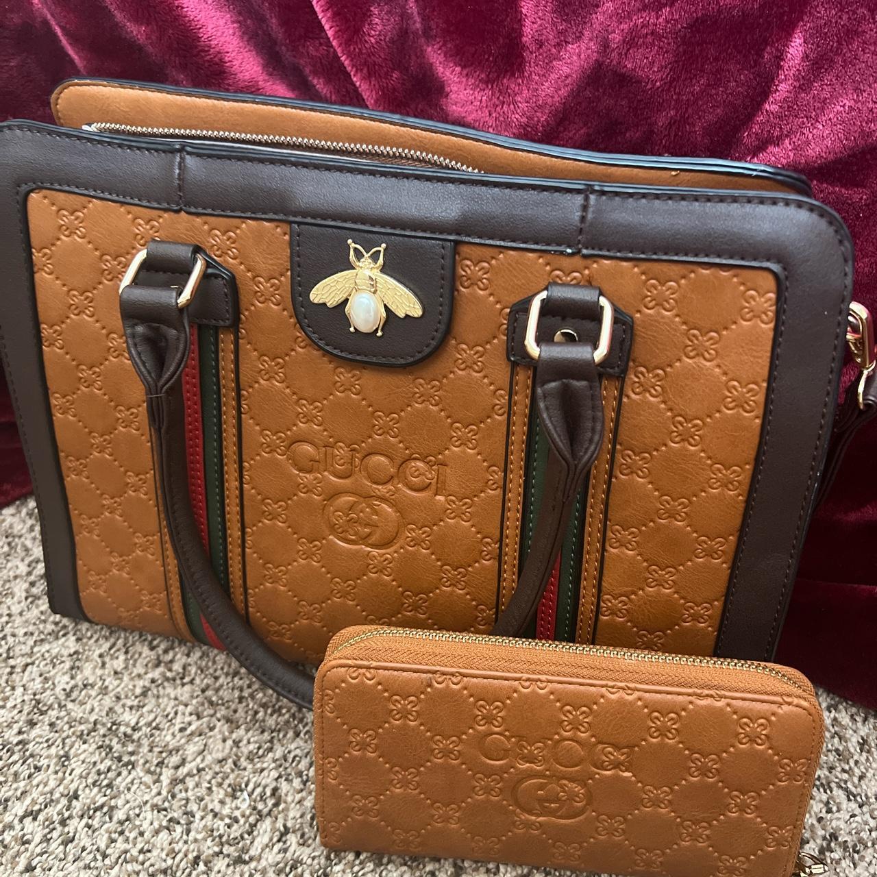 authentic gucci paper bag dark brown and gold gucci - Depop