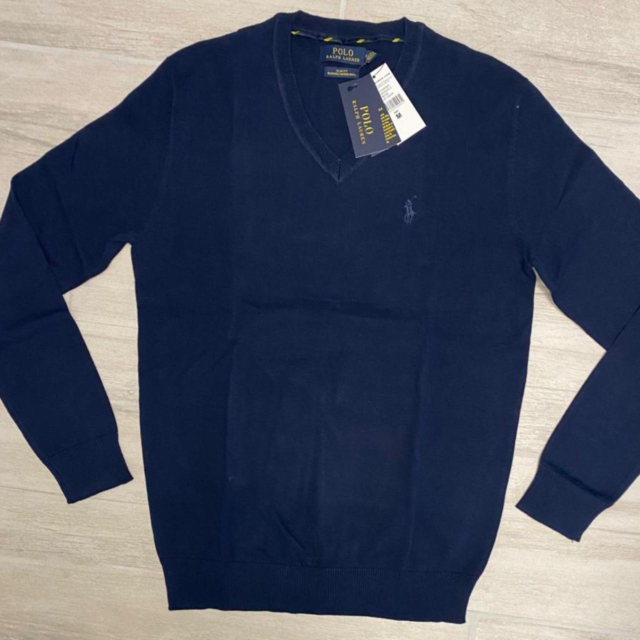 POLO BY RALPH LAUREN Merino Wool V-Neck Sweater Size outlet Large Navy Blue