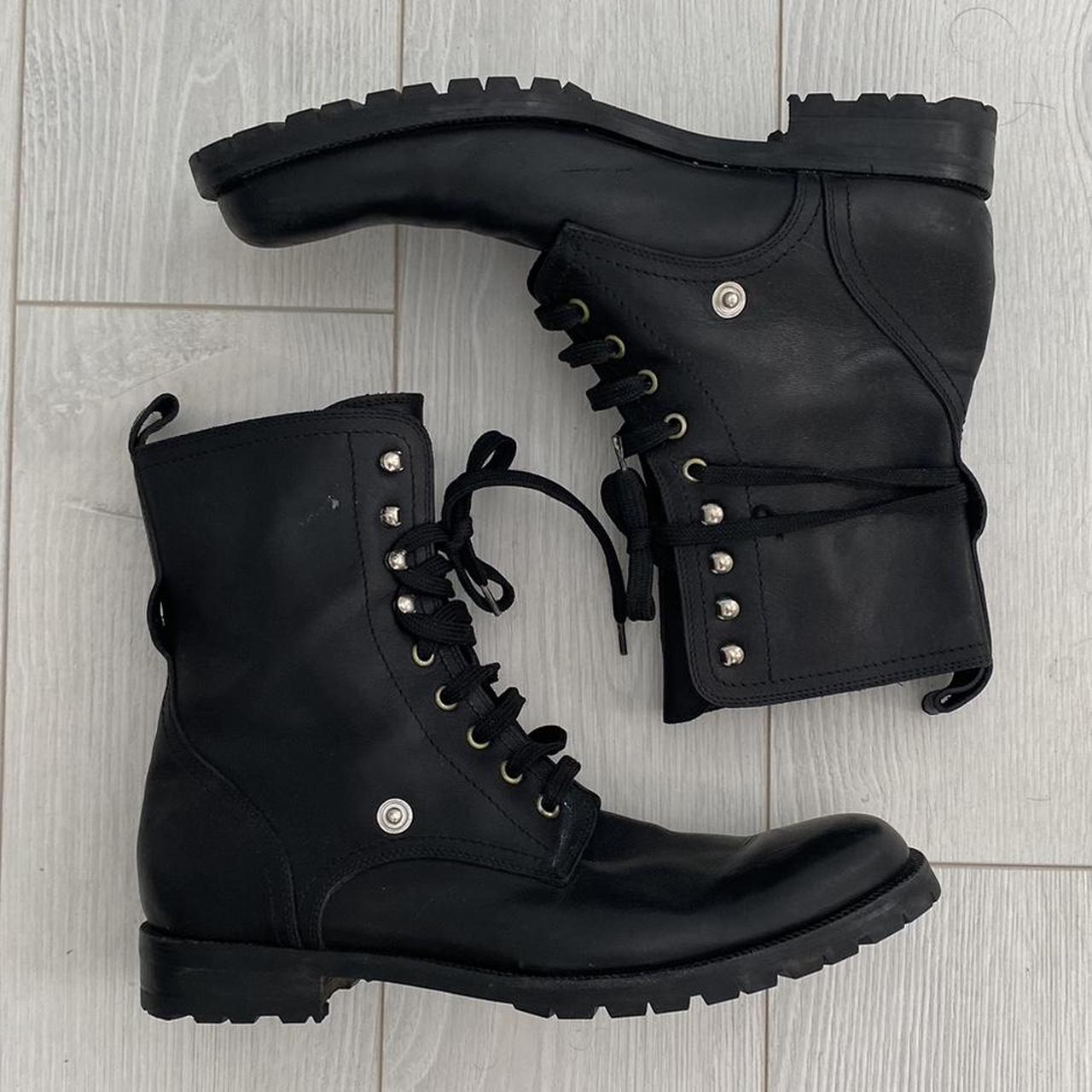 dolce gabbana black leather boots shoes, size