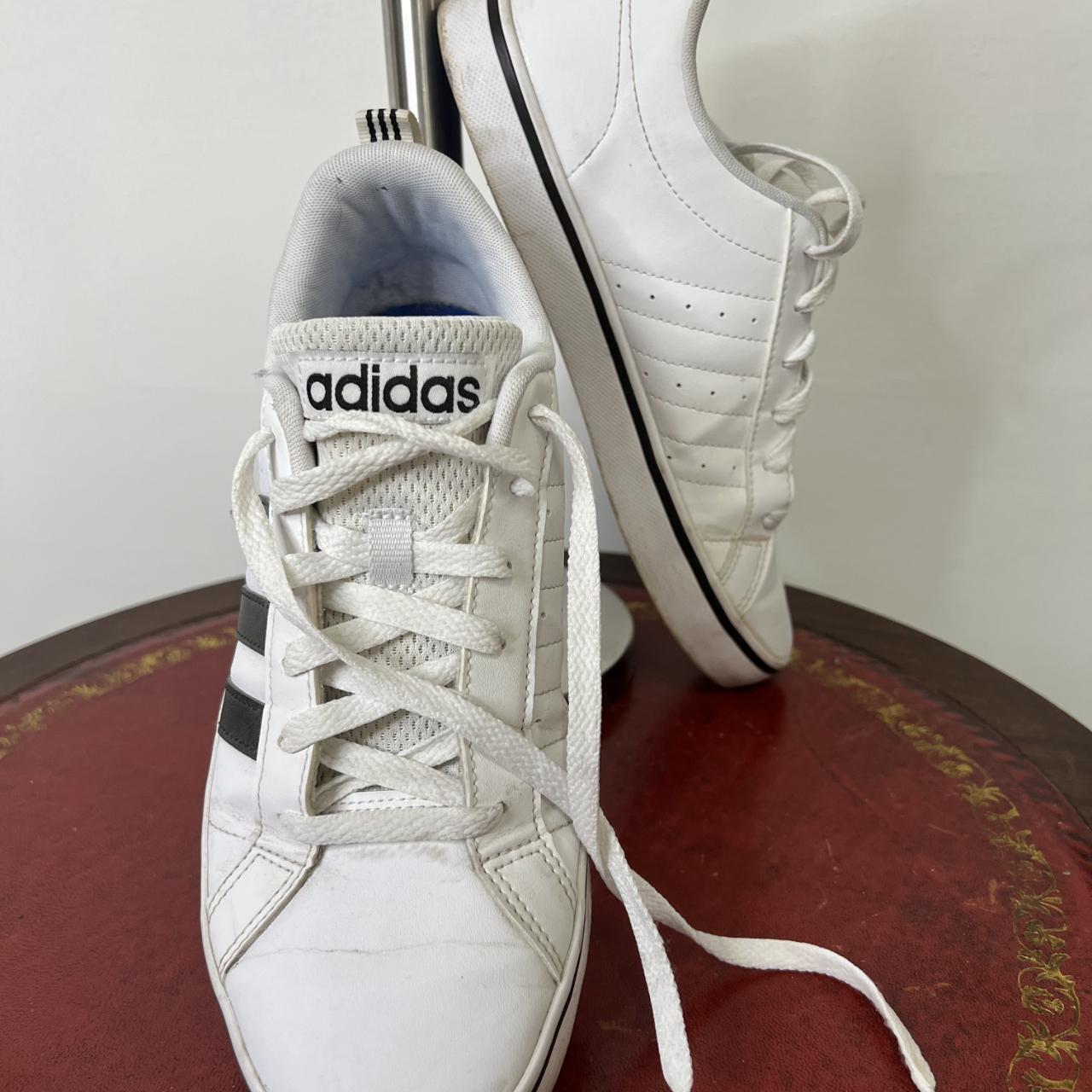 Adidas Men's White Trainers, Size 7.5 (UK) Preloved... - Depop