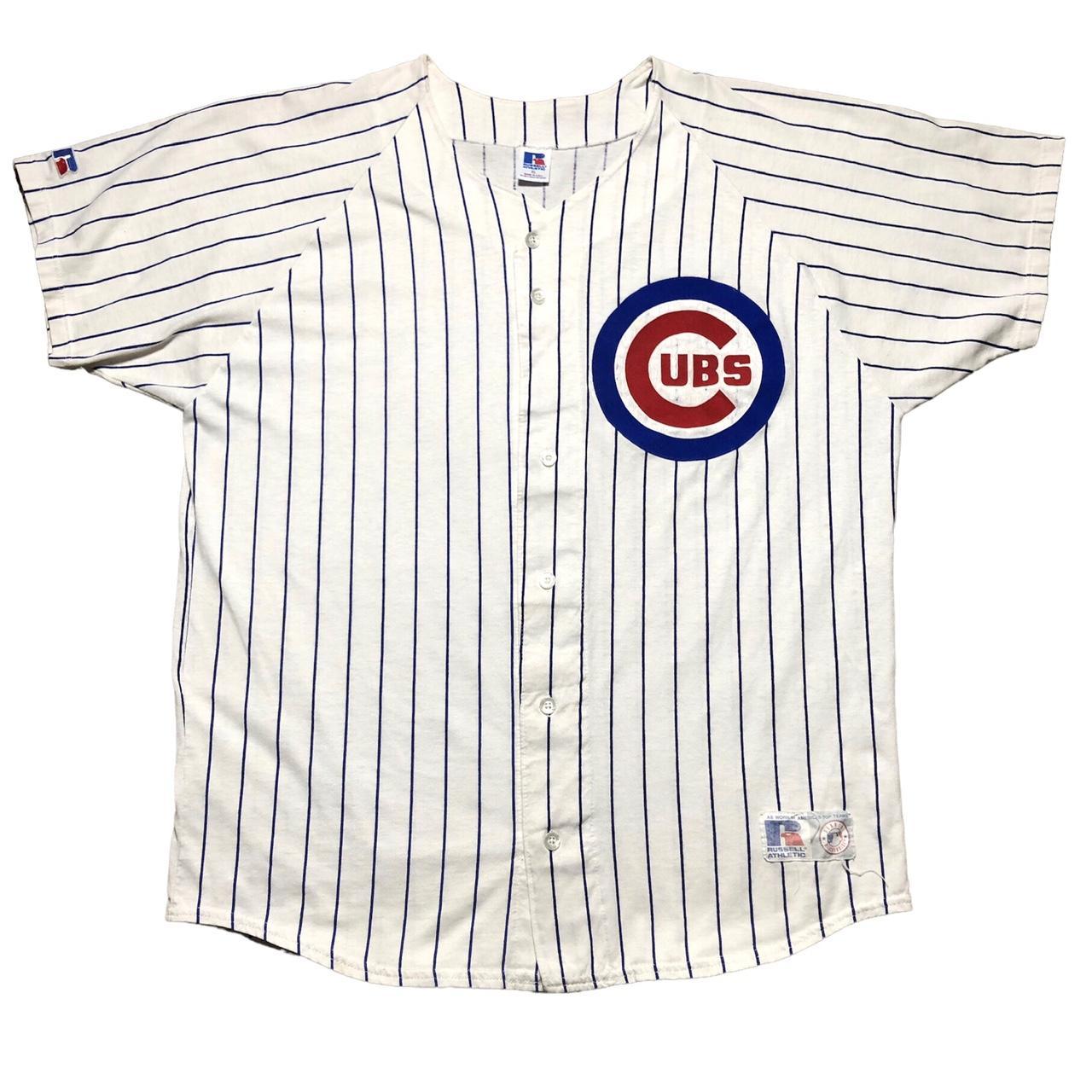 Vintage Chicago Cubs Baseball Jersey Rawlings Button Up Pinstripes