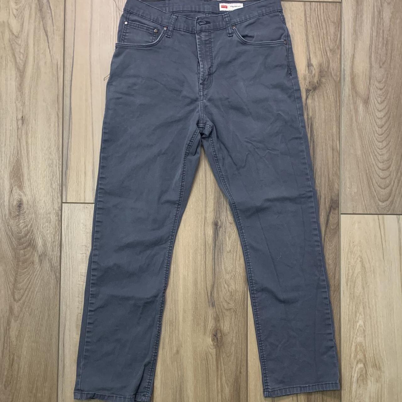 Men’s Dark Grey Wrangler Jeans Straight fit Some... - Depop