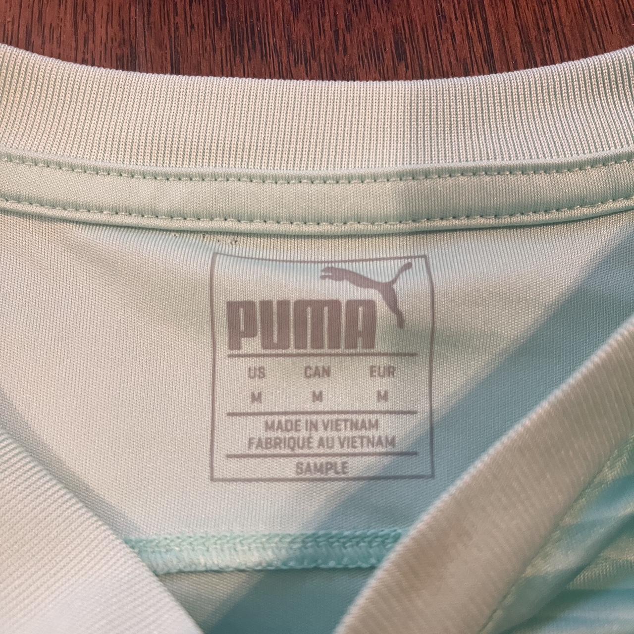 Puma soccer/futbol jersey Has really nice sea green... - Depop