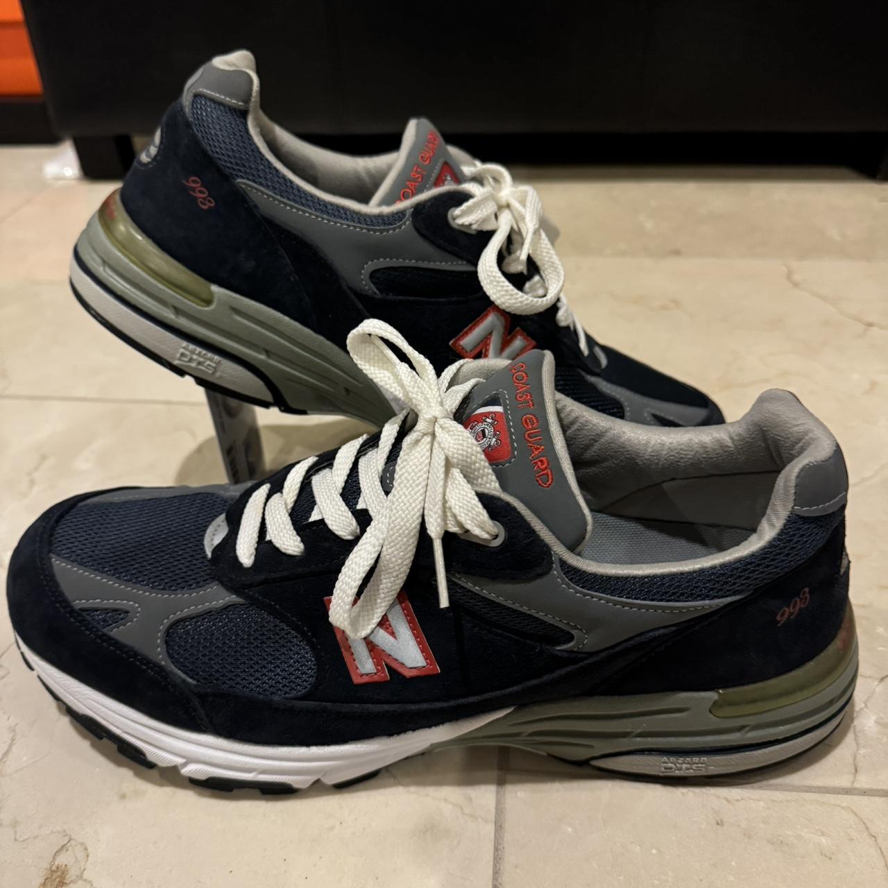 New Balance 993 navy and red trainers Vintage Coast. Depop