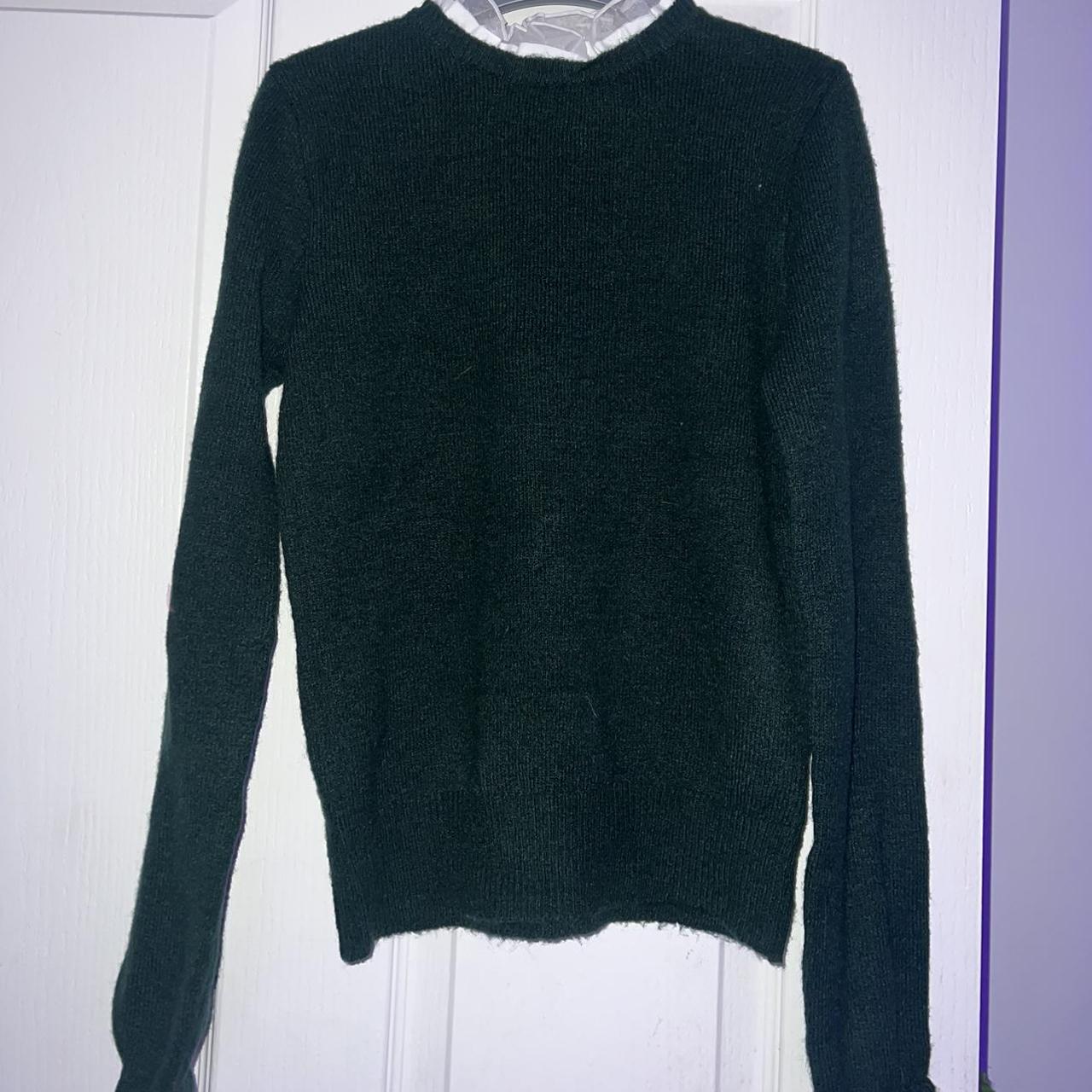 forest green jumper with mesh frills. perfect... - Depop